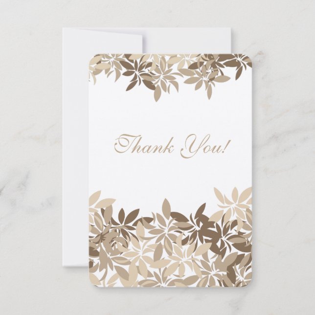 Stylized TAN- und BrownblumenBlätter dankt Ihnen Dankeskarte (Vorderseite)