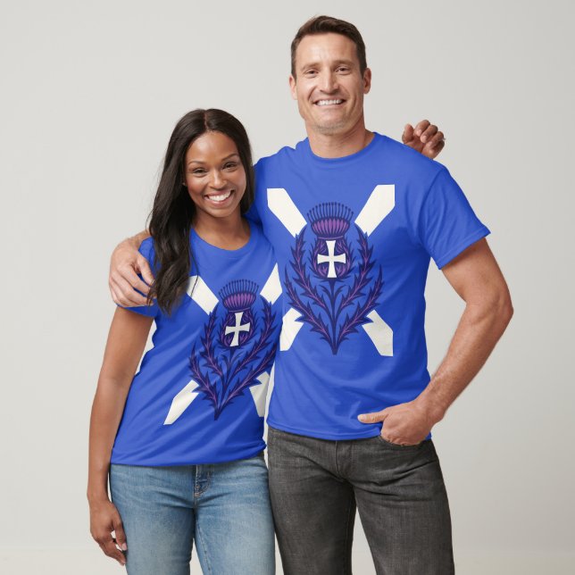 Stylized Thistle St Andrews Cross and Saltire T-Shirt (Unisex)