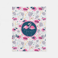 Stylized tropische Blumen u. rosa Flamingo-Muster