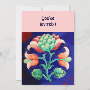 STYLIZIERTE BLUME/PINK RED GREEN ORANGE BLUE FLORA EINLADUNG