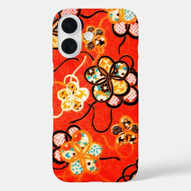 STYLIZIERTE BLUME, SCHWARZ-WEISSE RIBONS, HELL ROT Case-Mate iPhone HÜLLE (Rückseite)