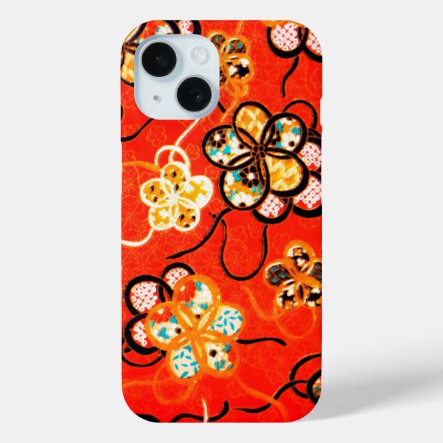 STYLIZIERTE BLUME, SCHWARZ-WEISSE RIBONS, HELL ROT Case-Mate iPhone HÜLLE (Rückseite)
