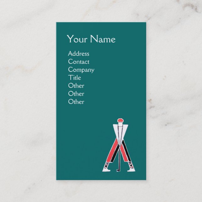 STYLIZIERTER BLAUE RED GOLFER, GOLFINSTRUCTOR-MONO VISITENKARTE (Vorderseite)