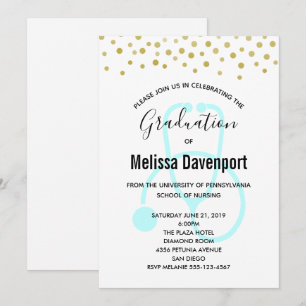 Stylvolle Pastellblaue St Krankenpfleger-Absolvent Einladung