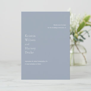 Stylvolle staubblaue moderne Hochzeit Save The Date