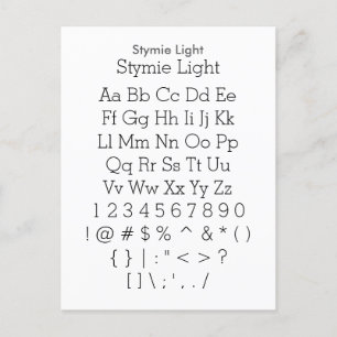 Stymie Light - Zazzle Schriftart Sampler Sheet Postkarte