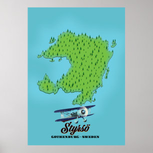 Styrsö Göteborg Schweden Karte Poster