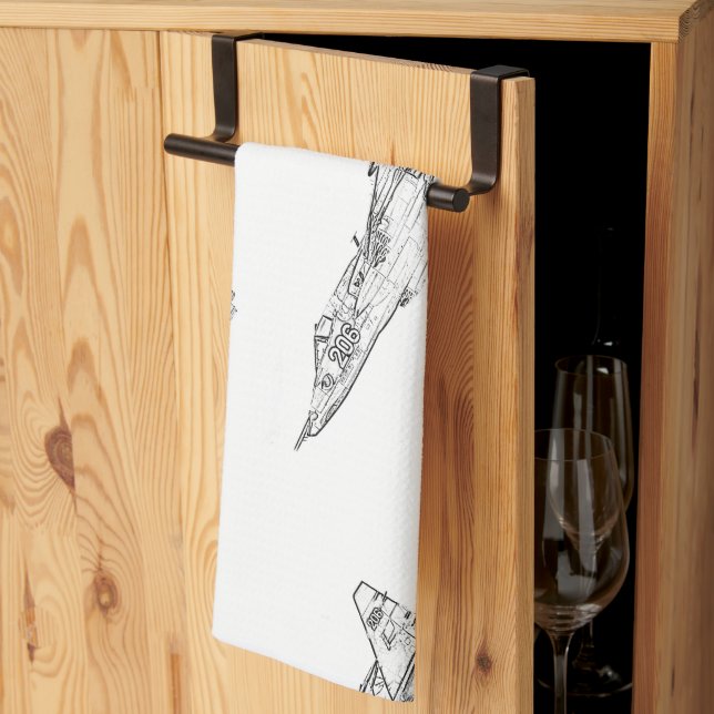 SU 25 Grach sowjetische Frogfoot Flugzeug Sketch Geschirrtuch (Drittel gefaltet)