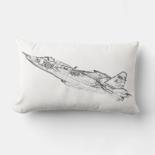 SU 25 Grach sowjetische Frogfoot Flugzeug Sketch Lendenkissen