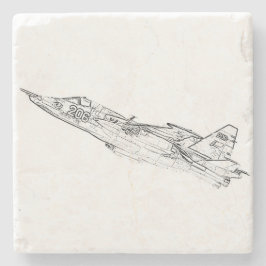 SU 25 Grach sowjetische Frogfoot Flugzeug Sketch Steinuntersetzer