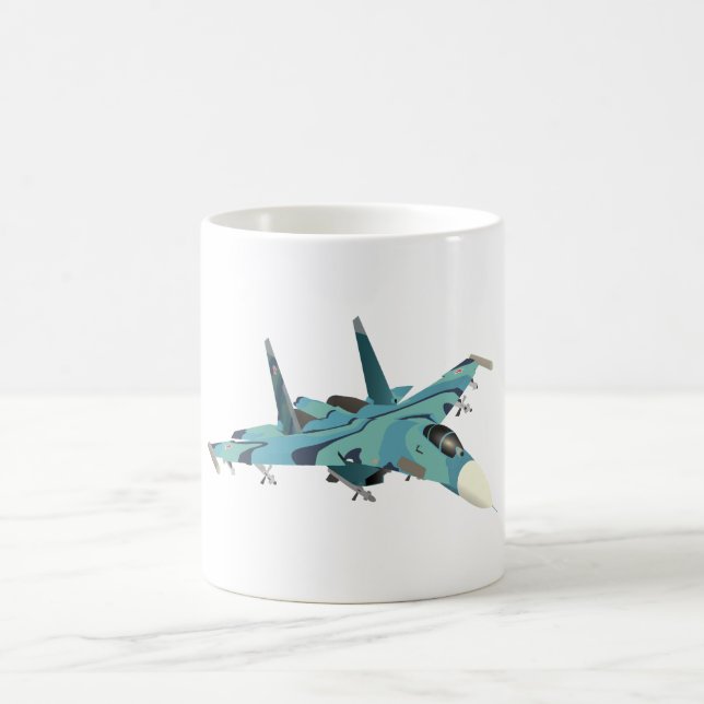 Su-27 Russischer Jet Fighter Kaffeetasse (Mittel)