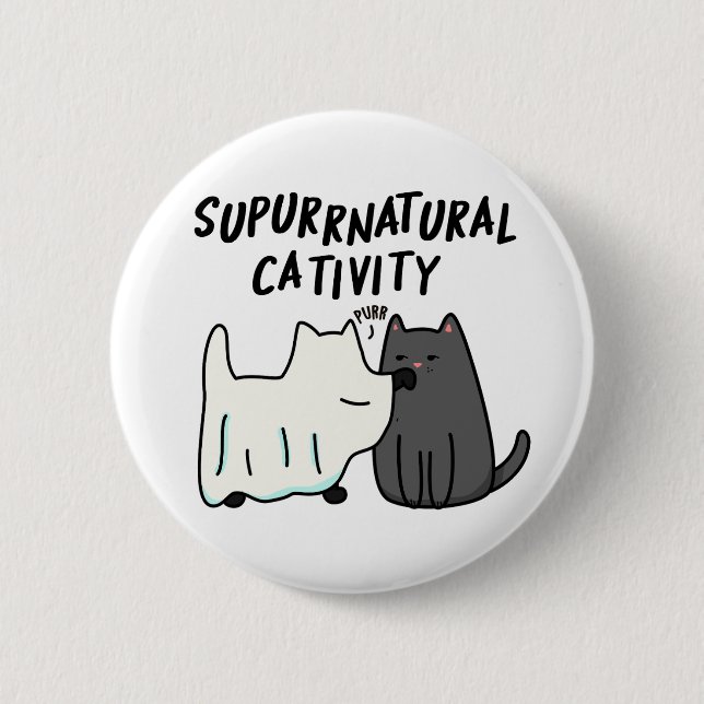 Su-purr-natürliche Kreativität Funny Cat Pun Button (Vorderseite)