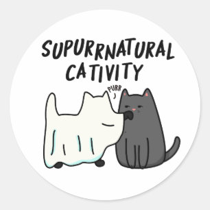 Su-purr-natürliche Kreativität Funny Cat Pun Runder Aufkleber