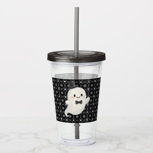 Suave Cartoon Ghost Halloween Acryltrinkbecher (Vorderseite)