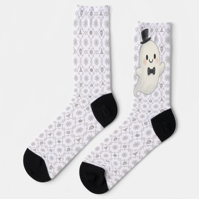 Suave Cartoon Ghost Halloween Socken (Linkes Detail)