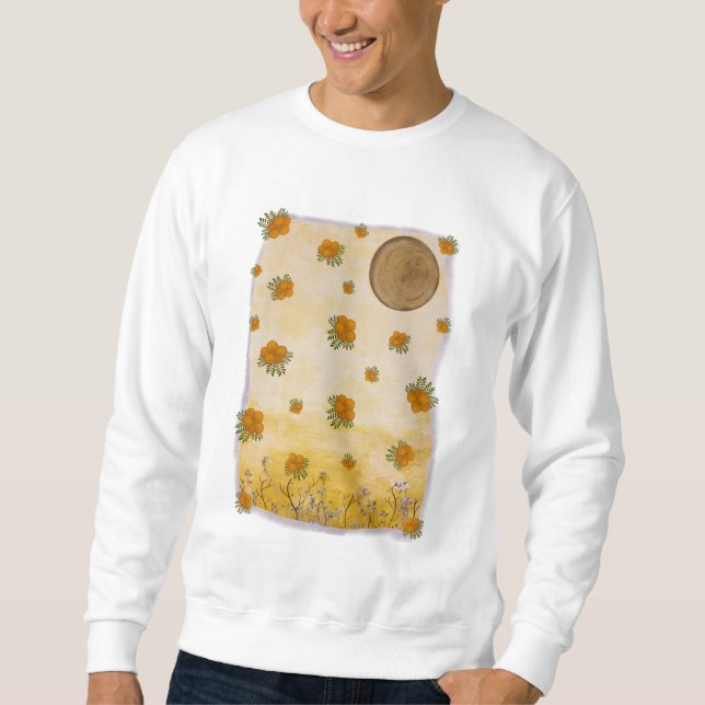 Suave Dourado Poético Flores Céu Composição Sweatshirt (Vorderseite)