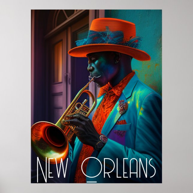 Suave New Orleans Jazz Trumpet Player Nola Poster (Vorne)
