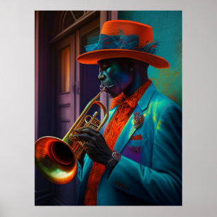 Suave New Orleans Jazz Trumpet Player Poster