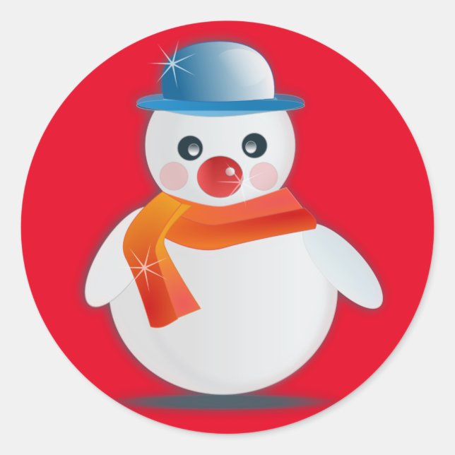 Suave Snowman Runder Aufkleber (Vorderseite)