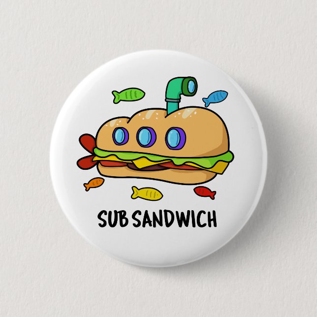 Sub Sandwich Funny Food Pub Button (Vorderseite)