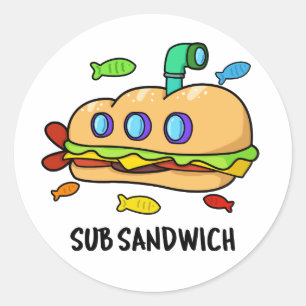 Sub Sandwich Funny Food Pub Runder Aufkleber