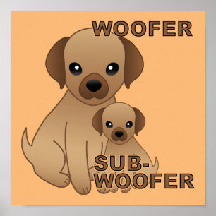 Sub-Woofer-Hund-Welpen-lustiges-Plakat-Schild Poster