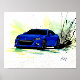 Subaru BRZ Aquarellmalerei Poster