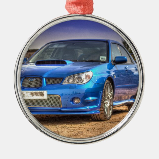 Subaru Impreza WTI "Hawkeye" im Blau Silbernes Ornament (Vorne)