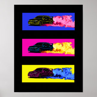 Subaru STi Drift Print Poster