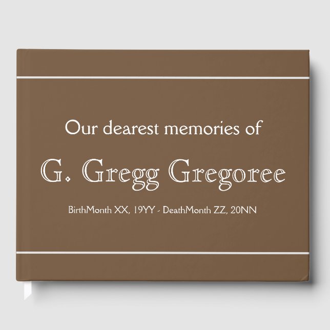 Subdued & Elegant Funeral Guest Book Gästebuch (Vorderseite)