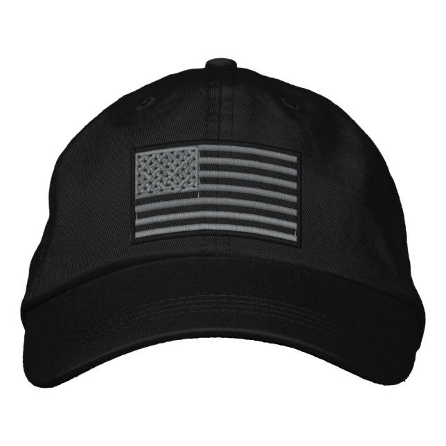 Subdued U.S. Flag Stickerhut (schwarz) Bestickte Kappe (Vorderseite)