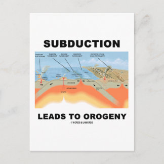 Subduktion führt zur Orogenie (Geologie-Spaß) Postkarte