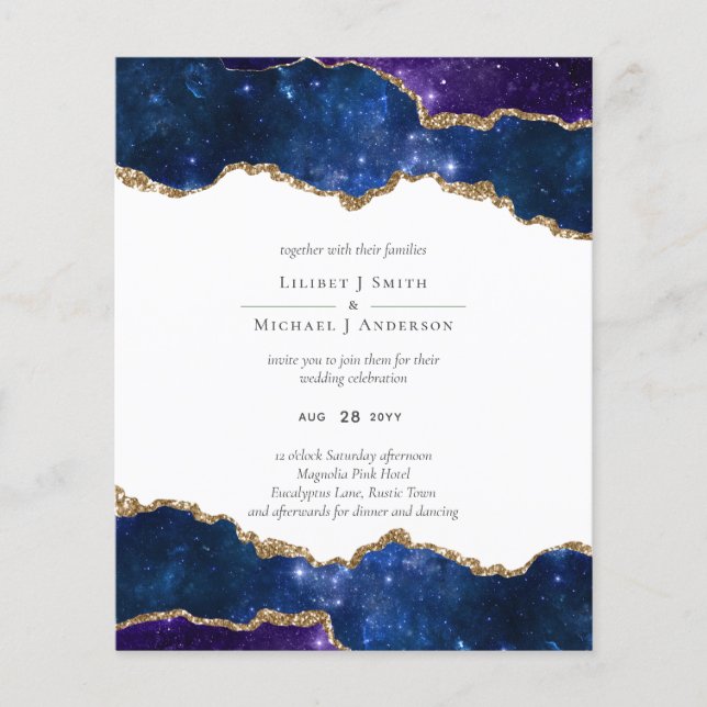 Sublime Agate Blue Gold WEDDING SUITE Flyer (Vorne)