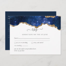 Sublime Agate Blue Gold WEDDING SUITE Postkarte