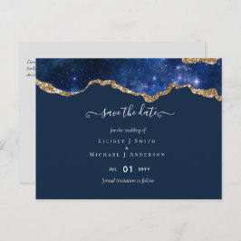 Sublime Agate Blue Gold WEDDING SUITE Postkarte
