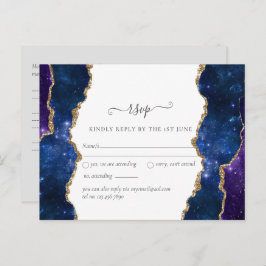 Sublime Agate Blue Gold WEDDING SUITE Postkarte