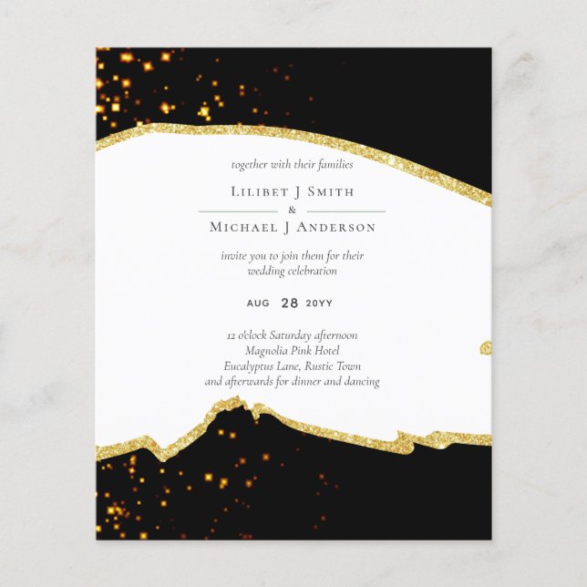 Sublime Black Gold Glitzer Wedding Flyer (Vorne)