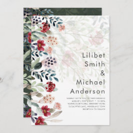 Sublime Burgundy Blue Wildblumen Wedding Elegant Einladung
