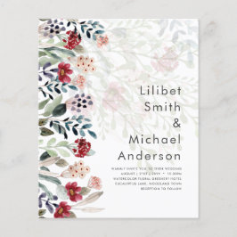 Sublime Burgundy Blue Wildblumen Wedding Elegant Flyer