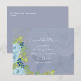 Sublime DUSTY BLUE Floral Wedding Suite Postkarte