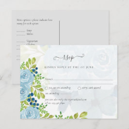 Sublime DUSTY BLUE Floral Wedding Suite Postkarte