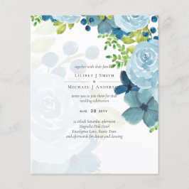 Sublime Dusty Blue Flowers Sage Green Wedding Flyer