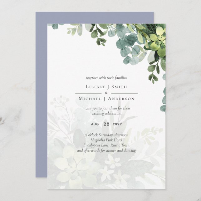 Sublime Dusty Blue GREENERY Eucalyptus WEDDING (Vorne/Hinten)