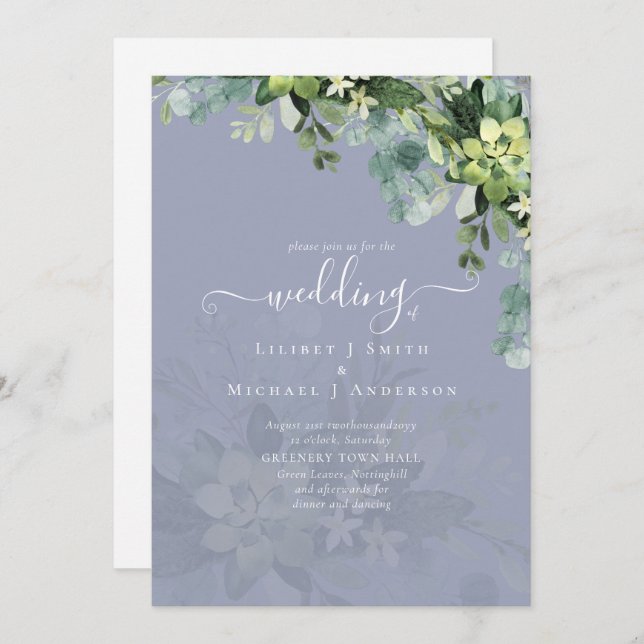 Sublime Dusty Blue GREENERY Eucalyptus WEDDING (Vorne/Hinten)