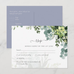 Sublime Dusty Blue GREENERY Eucalyptus WEDDING Postkarte