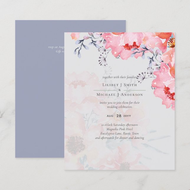 Sublime Dusty Blue Pink Blossom Wedding Suite (Vorne/Hinten)