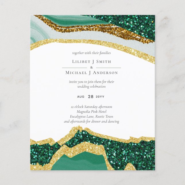 Sublime Emerald Green Gold Agate Wedding Flyer (Vorne)