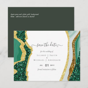 Sublime Emerald Green Gold Agate Wedding Postkarte