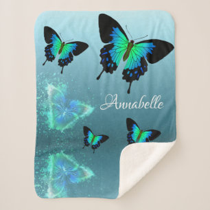 Sublime Gorgeous Aqua Turquoise Butterflies Sherpadecke
