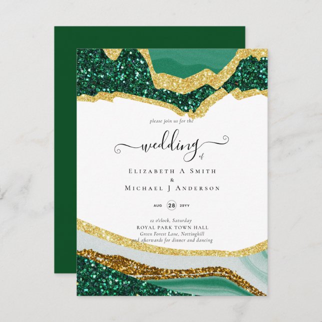 Sublime Green Gold Agate Glitzer Wedding (Vorne/Hinten)